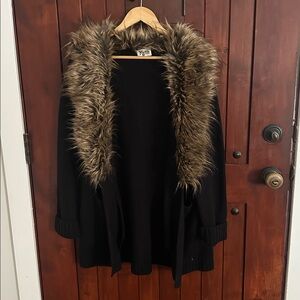 Show Me Your MuMu Black Cardigan with Faux Fur Trim
